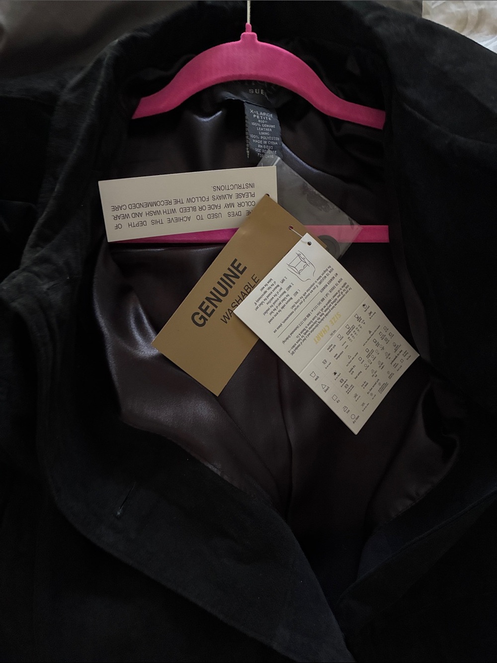 Women's Black Long Suede Trench Coat Size XL NWT - Picture 6 of 6